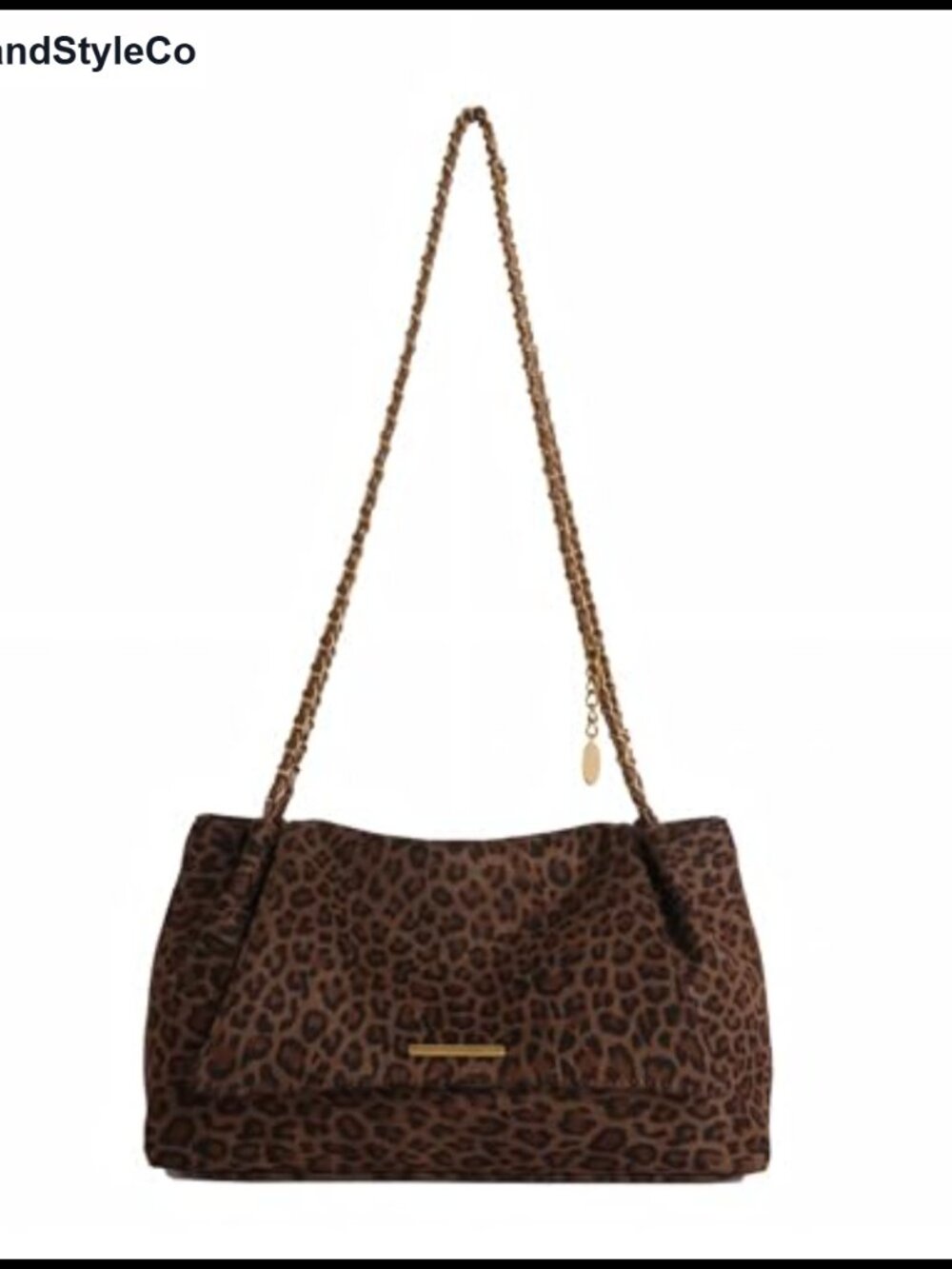 Suede Hobo Bag Leopard Cheetah Print Chain Strap Crossbody Purse
